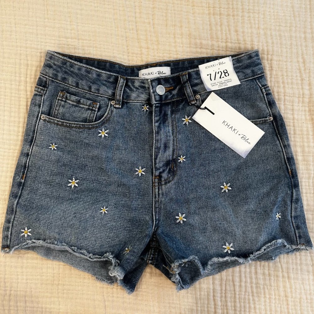 KHAKI + Blue High Rise Shorts